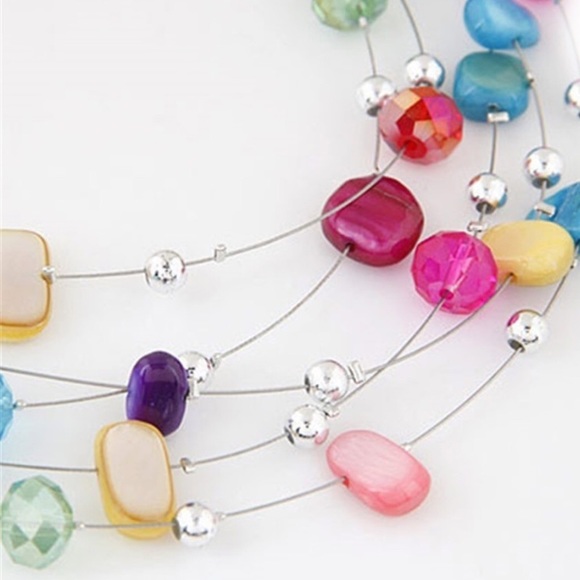 Crystals & Beads Multi Layer Necklace - Picture 3 of 4